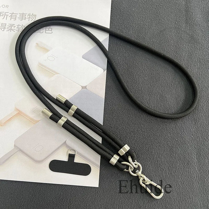 New Lanyard Silver Double Buckle Adjustable Wrist Hand Crossbody Strap Cord Hang Mobile Cell Phone Shoulder Chain Key Rope