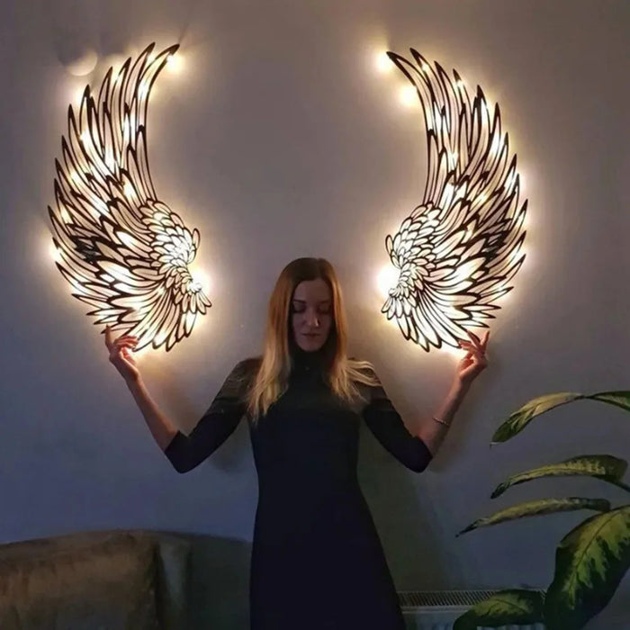 Black Angel Wings Luminous wings wall hangings, iron arts and crafts decoration