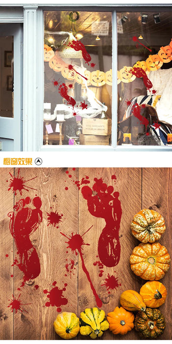 Horror Bloodstain Wall Sticker Handprint Footprint Blood Skull Window Sticker Halloween Decoration 2024 Halloween Scary Sticker