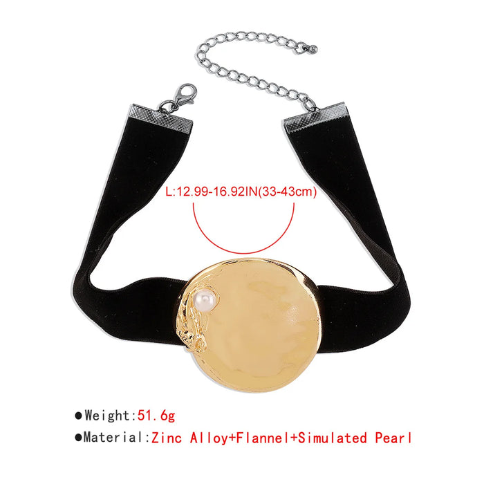 Fashion Retro Round Fabric Choker Necklace Exaggerated Earring Necklace Jewelry Gift