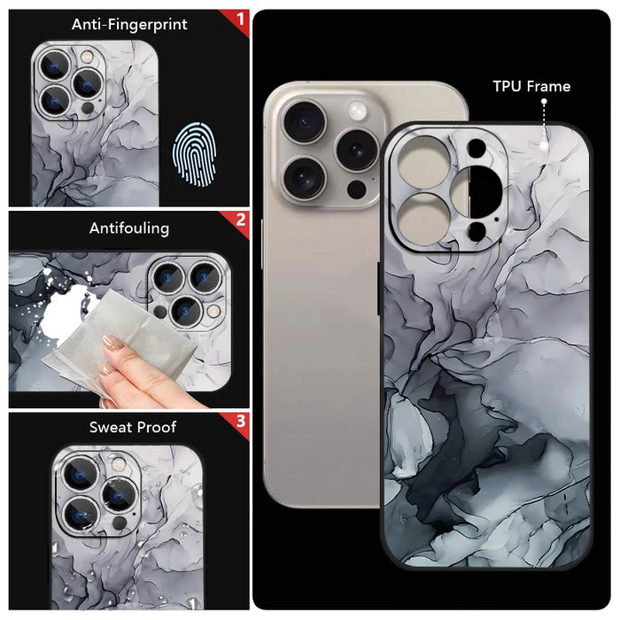 Colorful Marble Case For iPhone 15 Pro Max Coque iPhone 14 13 Pro Max 16 Luxury Silicone Shockproof Lanyard Case Cover