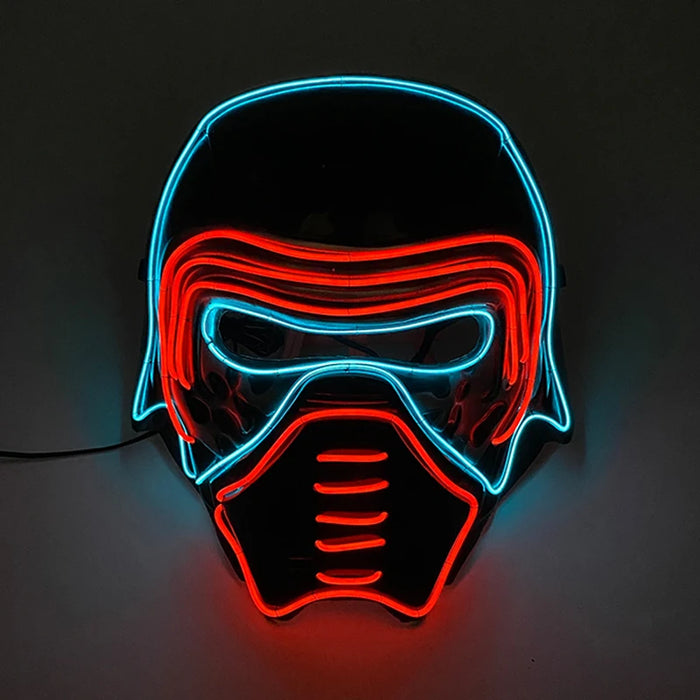 Halloween Light Up Face Mask, LED Glowing Neon Movie Characters Mask, Bar Cosplay, Carnival Party, EL Luminous Accessories