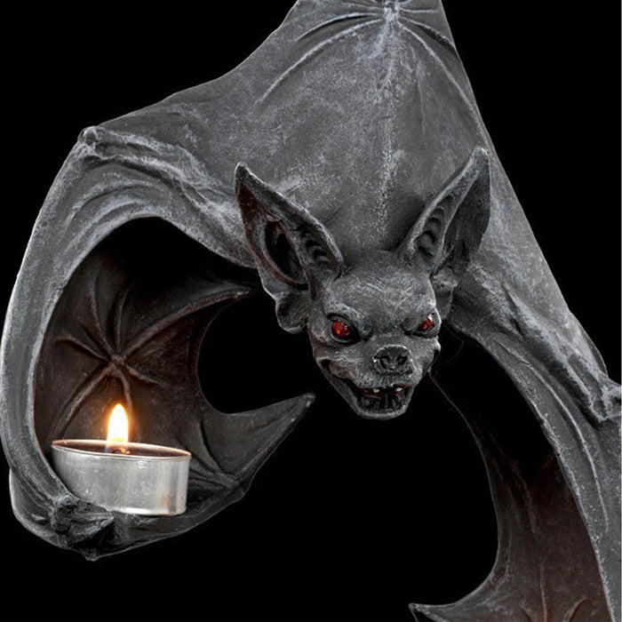 Bat Wall Tealight Holder,Black Resin Gothic Candle Holders,Unique Delicate Wall Sconce Decor,Home Accessory for Halloween