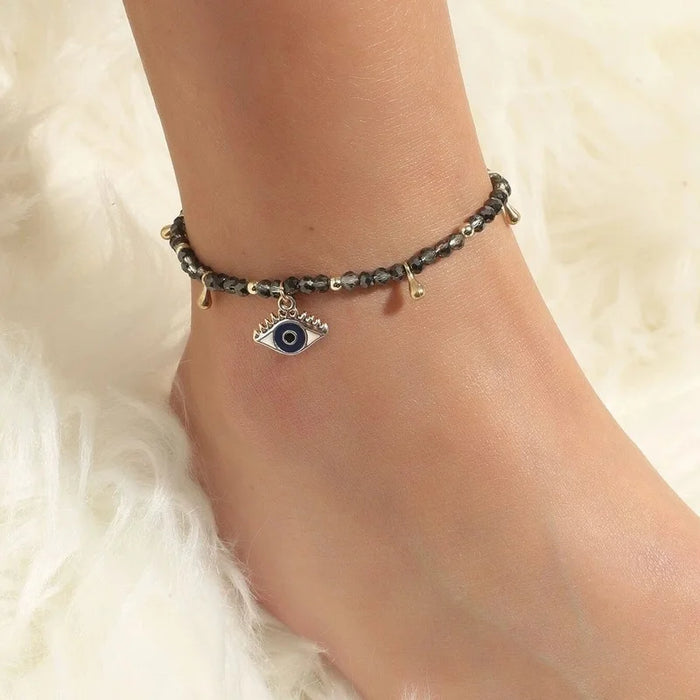 Black White Red Mix Color Beaded Anklets For Women Summer Holidays Beach Foot Jewelry Evil Eye Ankle Bracelet On the Leg