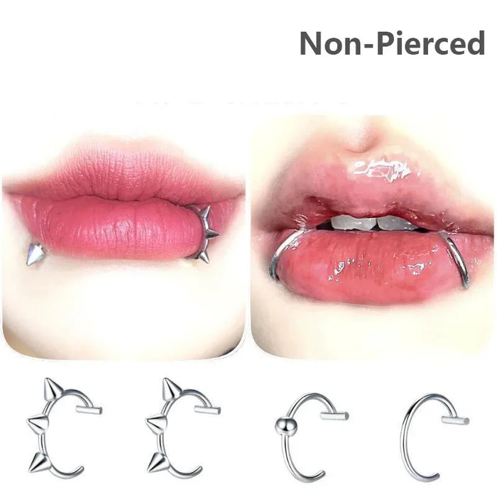 Stainless Steel Fake Nose Ring Hoop Septum Rings C Clip Lip Ring Earring Fake Nose Piercing Women Body Jewelry Non-Pierced