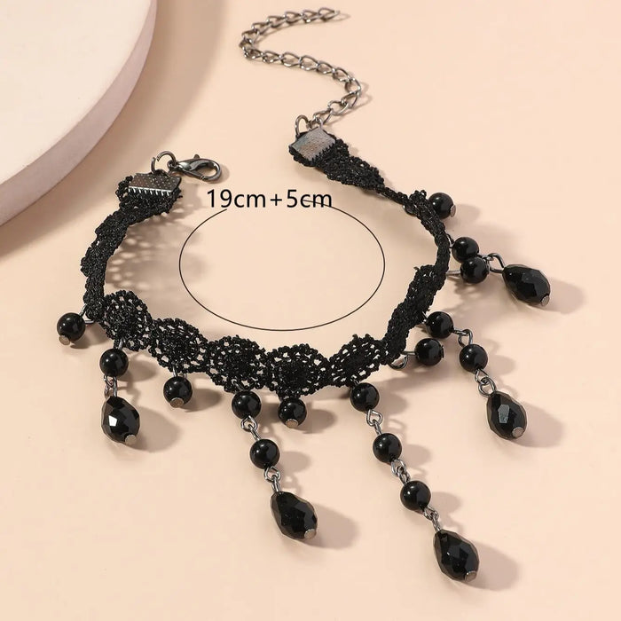 1 high-quality sexy Black Crystal Tassel Anklet Ms. Fashion Single Product Holiday Leisure Travel Anklet