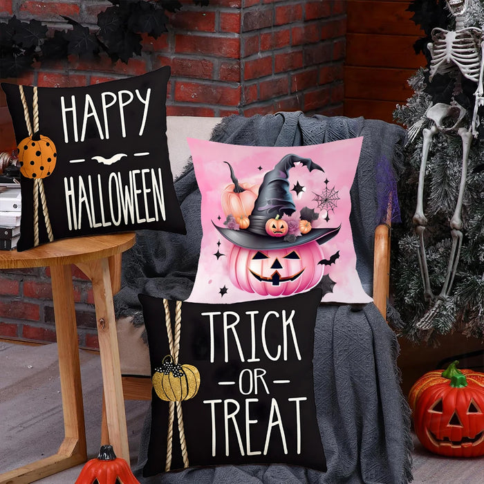 Halloween Pumpkin Ghost Pillowcase Happy Halloween Party Decorations For Home 2024 Trick or Treat Spider Bat Cat Pillow Covers