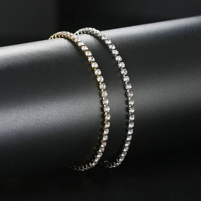 Iced Out Zircon Tennis Bracelet Anklet Chain For Women Dazzling 4mm Cubic Zirconia Silver Color Trend