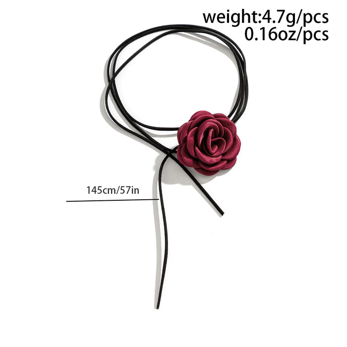 Gothic Elegant Big Rose Flower Clavicle Chain Necklace Women Wed Bridal Sexy Adjustable Choker Mariage Jewelry Y2K Accessories