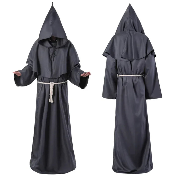 Halloween Wizard Costume Cosplay Medieval Hooded Robe Monk Friar Robes Priest Costume Ancient Costume Clothing Christian Suit