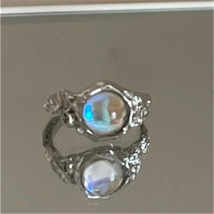 3Pcs/Set Y2k Irregular Open Rings Moonstone Finger Rings For Women Girls Kpop Sweet Cool Trendy Jewelry Gifts