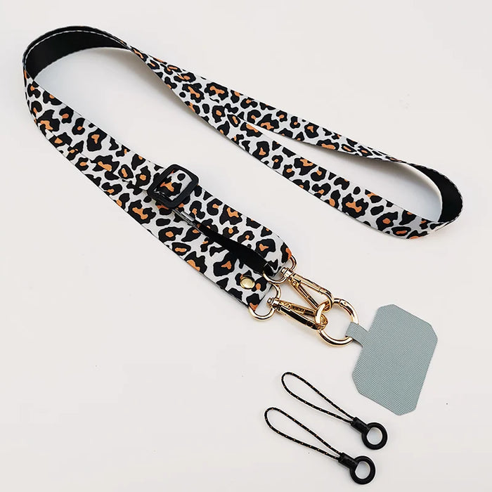 Leopard Print Crossbody Cell Phone Lanyard Strap Neck Cord Mobile phone Lanyards Chain With Universal Gasket for All Phone Case