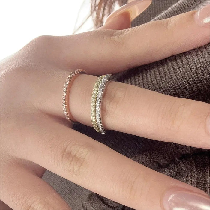 Tiny Delicate Micro Pave Zircon Rings For Women Trendy Chic Crystal Daily Dating Women's Stackable Ring Fashion Jewelry