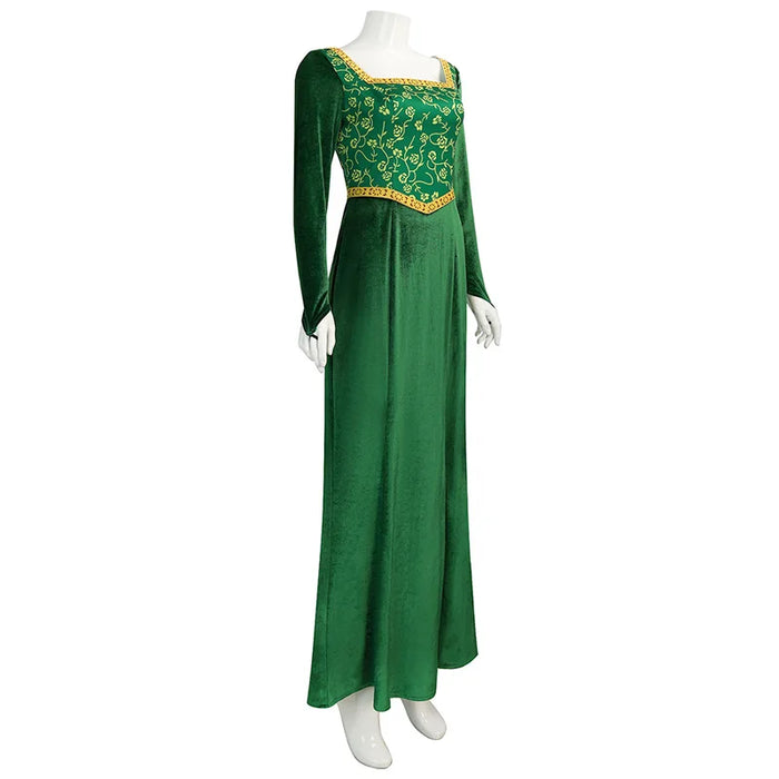 Shrek Cosplay Costume Anime Princess Green Dress Fiona Dress Shrek Cosplay Costume  Women Sexy Velvet Halloween Carnival Clothes