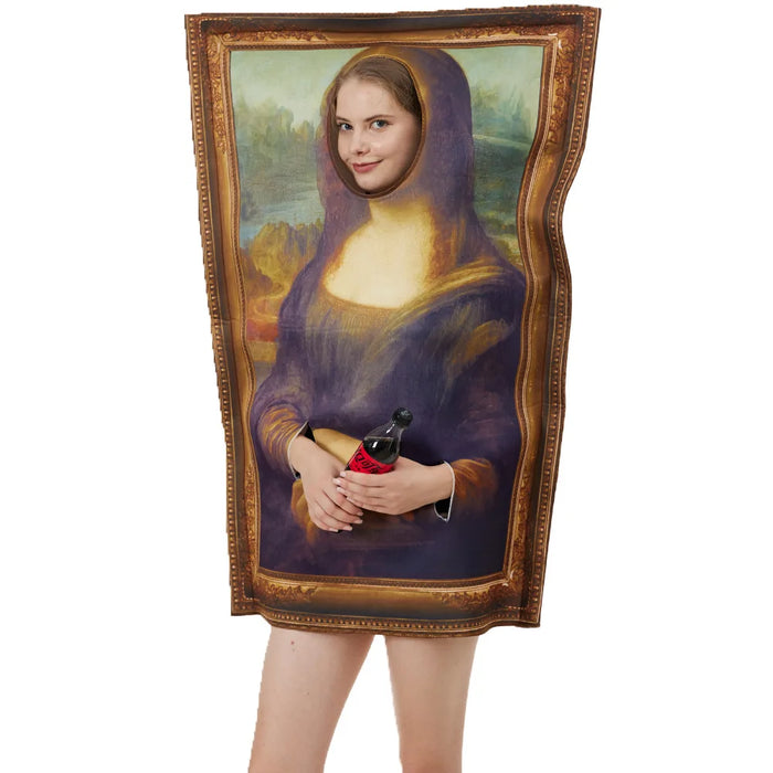 Cosplay Funny Mona Lisa Mural Costumes Props for Adult Unisex Sponge Jumpsuit Halloween Classic Carnival Fancy Dress Up Party