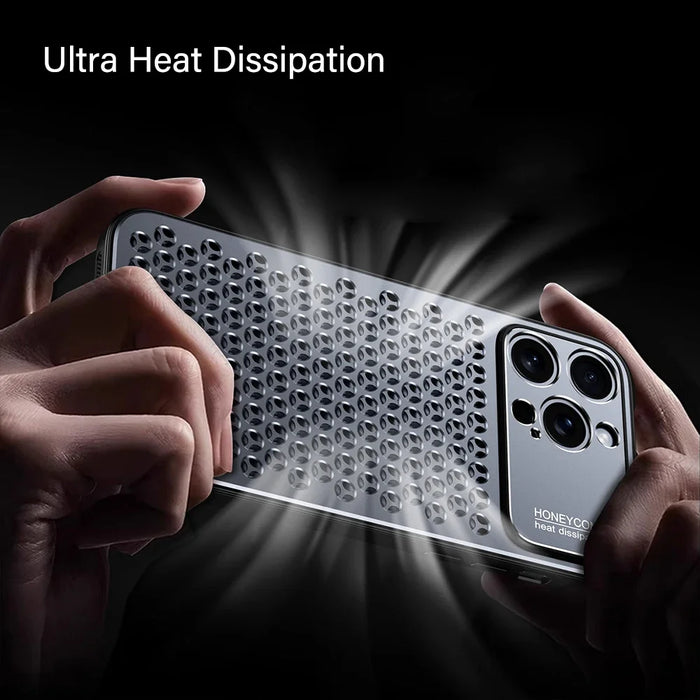 Aluminum Alloy Heat Dissipation Phone Case For iPhone 14 13 15 Pro Max Soft TPU Border Shockproof Metal Anti Scratch Cover Funda