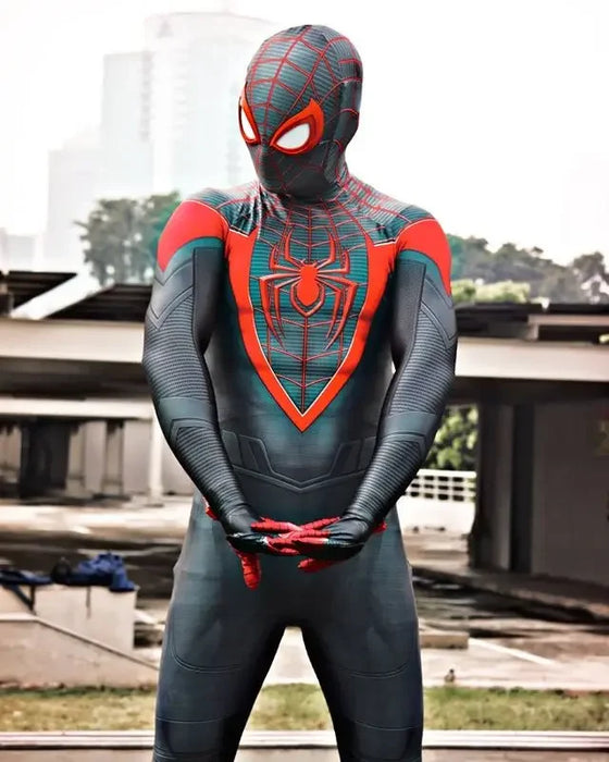 Adults Halloween Miles Morales PS5 Spiderman Peter Parker Superhero Cosplay Costume Bodysuit Zentai Suit Party Jumpsuits