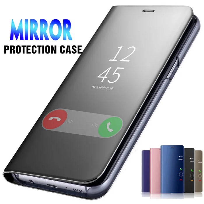 Luxury Mirror Flip Case For Samsung Galaxy S8 S9 S10 S20 S21 S22 S23 S24 Ultra Plus FE 5G Shockproof Armor Cover Carcasa