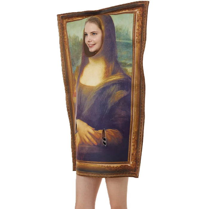 Cosplay Funny Mona Lisa Mural Costumes Props for Adult Unisex Sponge Jumpsuit Halloween Classic Carnival Fancy Dress Up Party