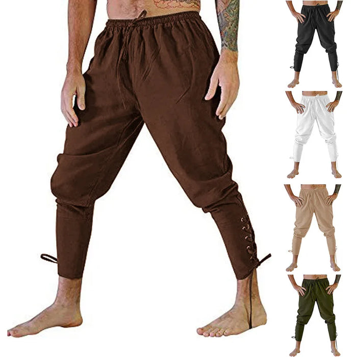 Medieval Pants Viking Pirate Costume For Men Women Pirate Trousers Lace Up Renaissance Pants  Brown Black Plus Size Halloween