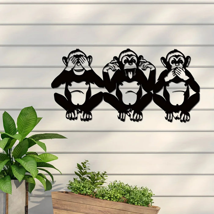 CIFBUY Deco Wise Monkeys Metal Wall Hanging Art Monkey Trio Decor See No Evil Art Hear No Evil Decor Metalwork Sculpture Primate