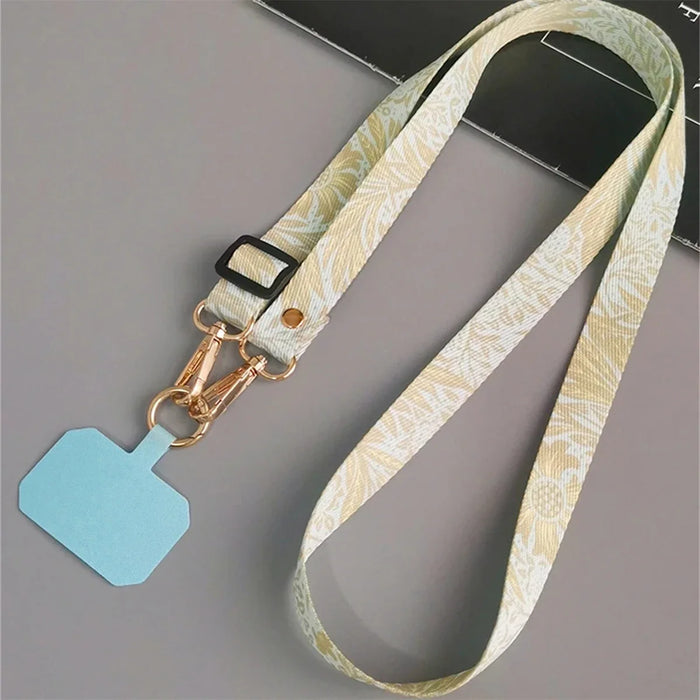 Green Leaves Adjustable Neck Cord Phone Strap Mobile Phone Straps Patch Cell Holder Phone Hanging Cord Phone Lanyards Strap