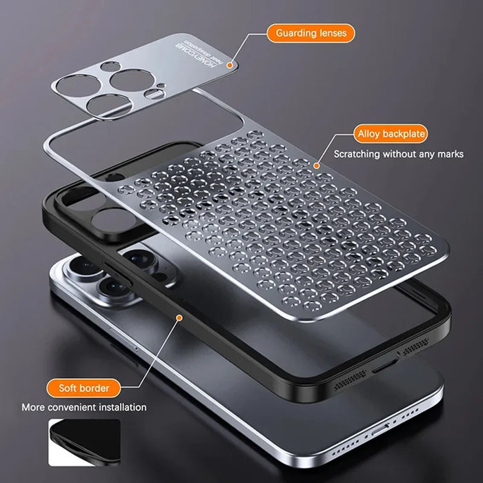 Aluminum Alloy Phone Case For iPhone 15 14 13 Pro Max Metal Breathable Back Cover