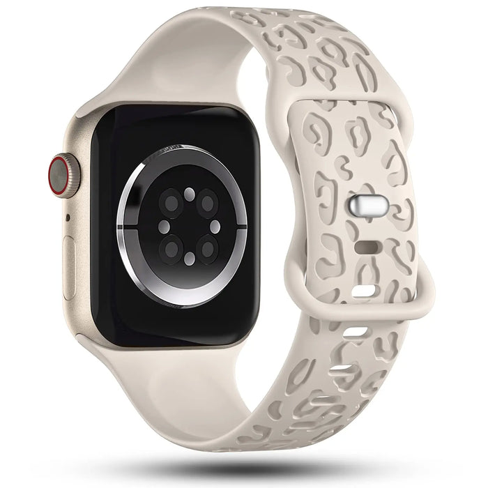 Engraved Band for Apple Watch 44MM 49mm 40mm 41 45mm 38/42mm Leopard Silicone Sport Strap for IWatch Series Ultra 8 7 6 SE 5 4 3