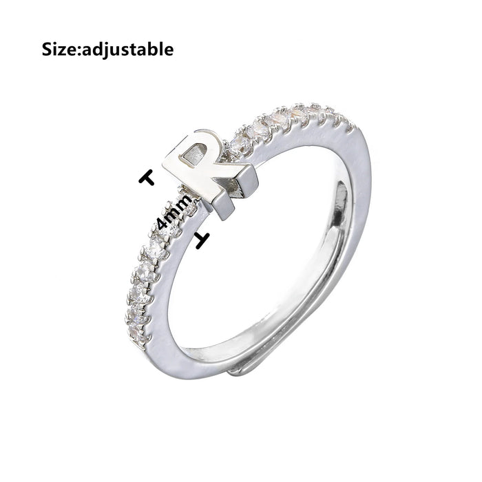 Fashion Initials Letter Ring Women Classic Simple Opening Finger Ring For Women Party Jewelry Gift