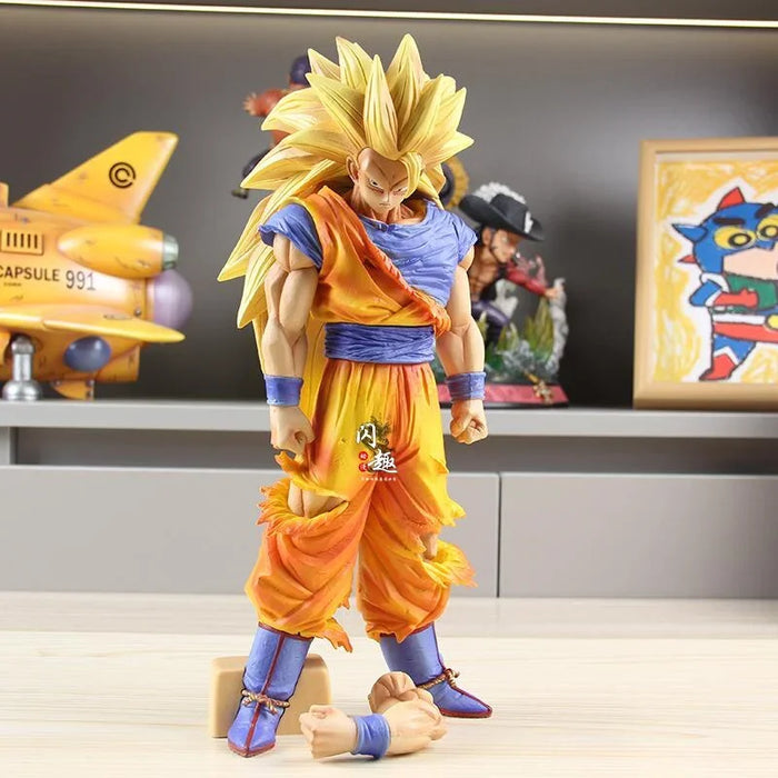 New 32cm Dragon Ball Z Goku action Figure Ssj3 Dbz Super Saiyan 3 Anime Figures Pvc Statue Action Figurine Models Halloween Gift Toys