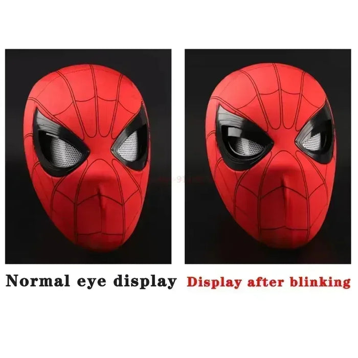 Spiderman Headgear Mask Cosplay Moving Eyes Electronic Mask Spider Man 1:1 Remote Control Elastic Toys Adults Kids Gift