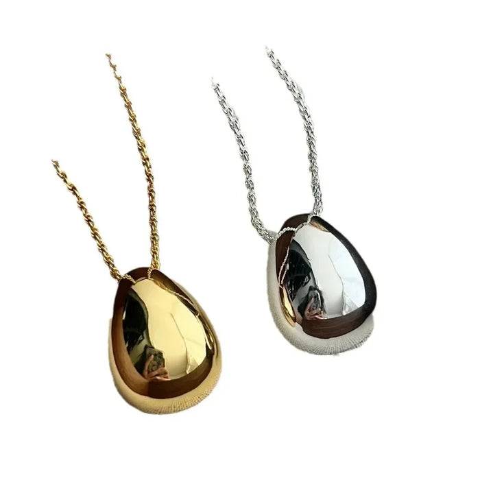 Bilandi Fashion Jewelry Simple Delicate Design Smooth Metal Teardrop Pendant Necklace For Women