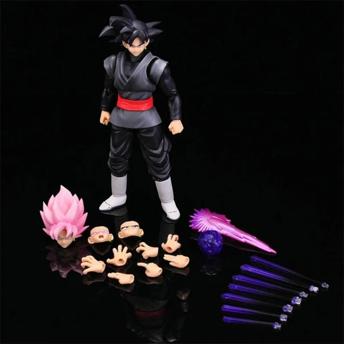 14cm Anime Dragon Ball Black Goku Zamasu Action Figure  Super Saiyan Movie Version Dbz Model With Multiple Accessories Toys