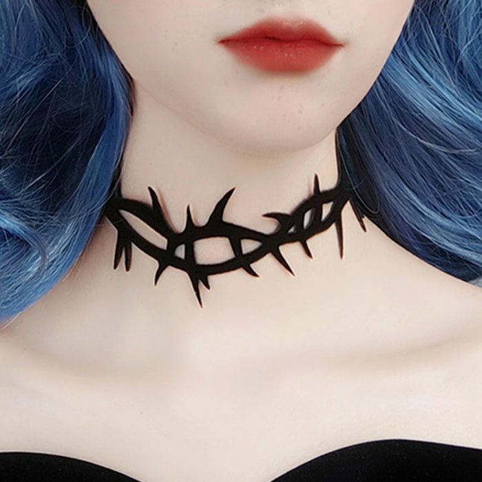 Gothic Black Lace Velvet Thorn Necklace For Women Fashion Punk Choker Necklace Halloween Party Chokers Necklaces Jewelry Gifts