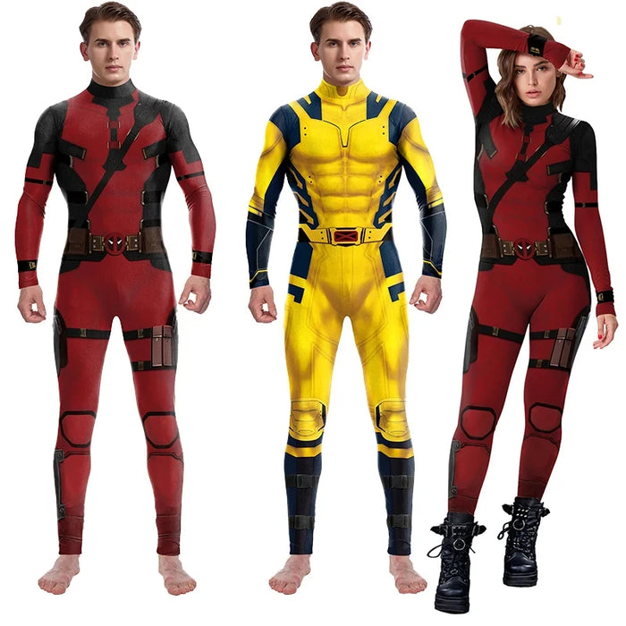 Superhero Wolverine Deadpool Halloween Costume for Adults Kids Three Claws Wolverine Spandex Zentai Superhero Bodysuit Jumpsuit