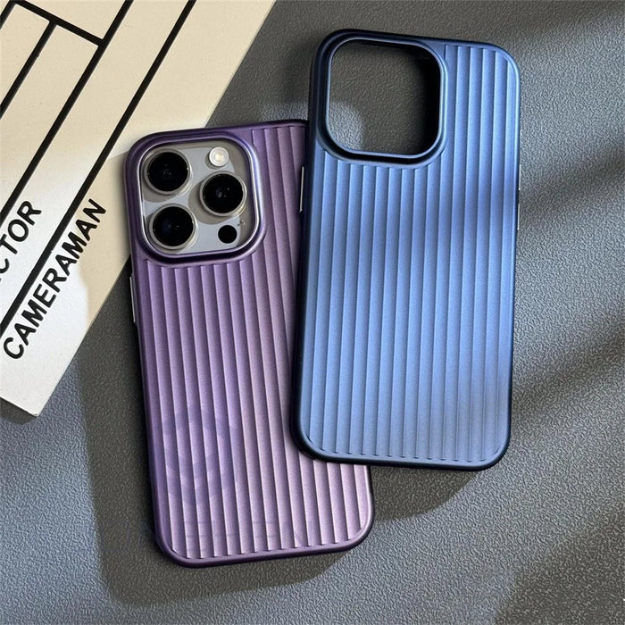 Slim Corrugated Matte Clear Case For iPhone 15 Plus 14 13 16 Pro Max Luxury Plating Wave Transparent Hard PC Back Cover Fundas