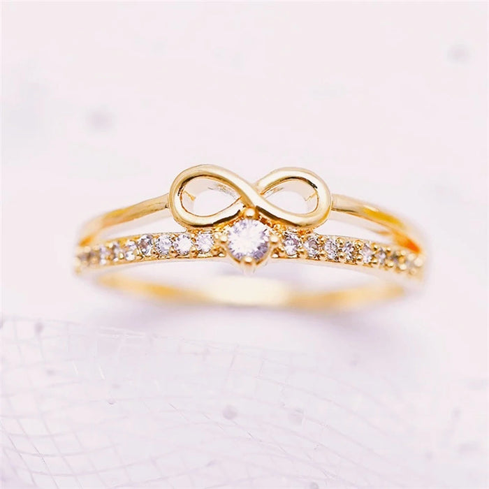 Huitan Fancy Infinity Ring for Women Modern Fashion Design Daily Wear Chic Finger Accessories Girl Gift Statement Jewelry