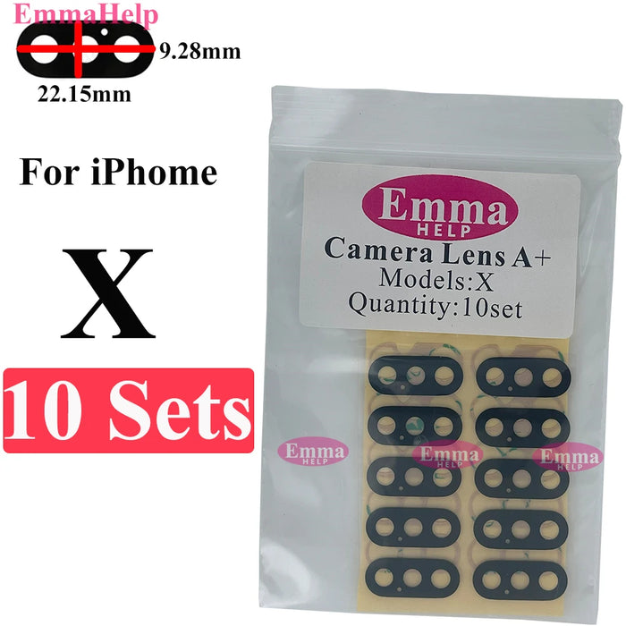 EmmaHelp 10set Back Camera Glass for iPhone 15 14 13 XR X XS SE 7 8 11 12 Pro Max Rear camera Lens Cover replacement Sticker A+