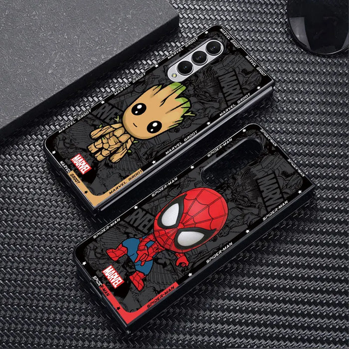 Cartoon Marvel Spiderman Groot Case for Samsung Galaxy Z Fold6 Z Fold4 5G Z Fold3 Z Fold5 5G ZFold4 Hard PC Shockproof Cover