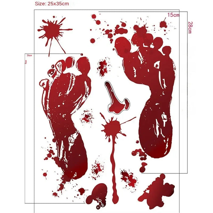 Horror Bloodstain Wall Sticker Handprint Footprint Blood Skull Window Sticker Halloween Decoration 2024 Halloween Scary Sticker