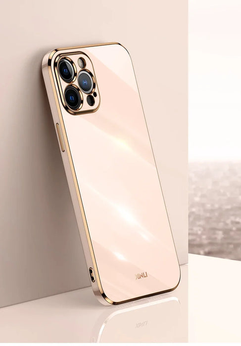 Luxury Solid Color Silicone Soft Case For IPhone 16 15 14 11 12 13 Pro Max Mini 16 Plus Plating Glossy Shockproof Protect Cover