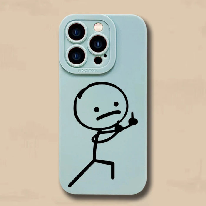 Cute Cartoon Matchman Matte Silicone Phone Case For iPhone 16 14 15 Pro Max Soft Back Cover