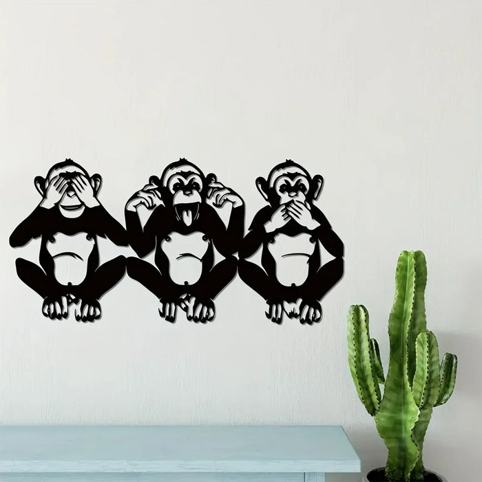 CIFBUY Deco Wise Monkeys Metal Wall Hanging Art Monkey Trio Decor See No Evil Art Hear No Evil Decor Metalwork Sculpture Primate