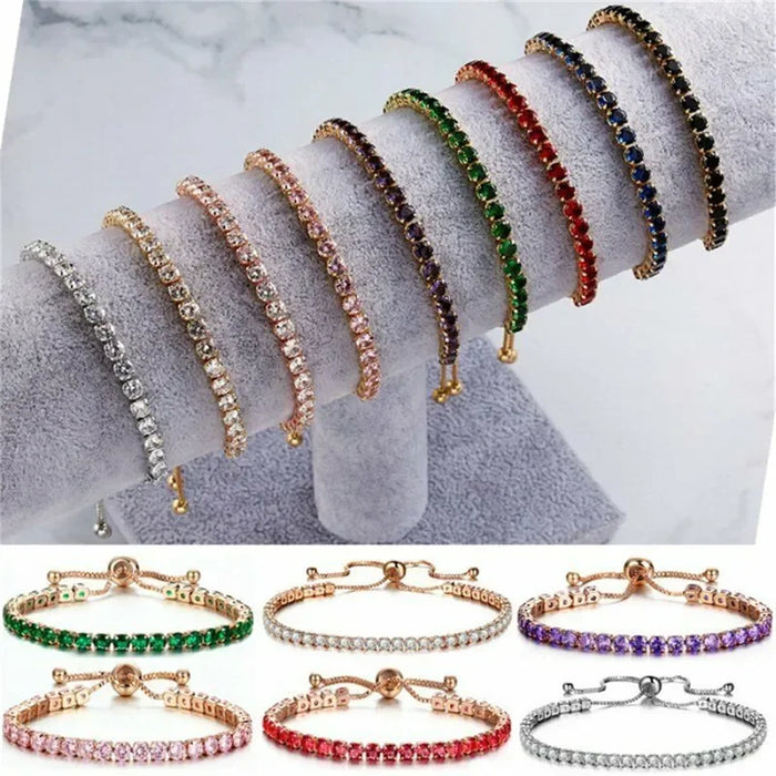 Fashion Shiny Crystal Push-pull Bracelet Light Luxury Micro-inlaid Zircon Bracelet Women's Simple Adjustable Jewelry