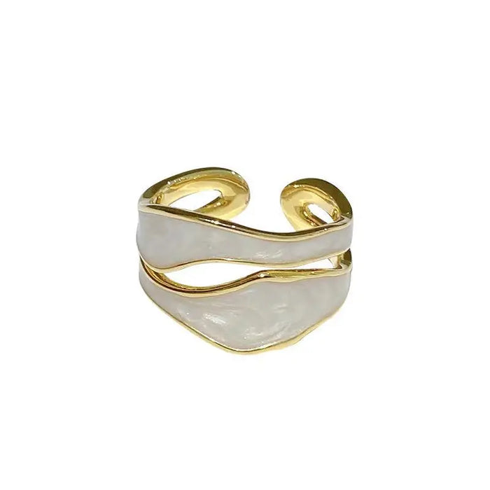 Retro Gold Color Double Oil Drip Open Rings for Women Luxury Irregular Adjustable Finger Ring