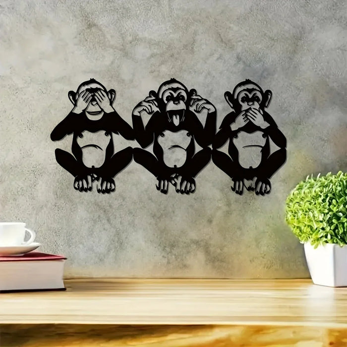 CIFBUY Deco Wise Monkeys Metal Wall Hanging Art Monkey Trio Decor See No Evil Art Hear No Evil Decor Metalwork Sculpture Primate