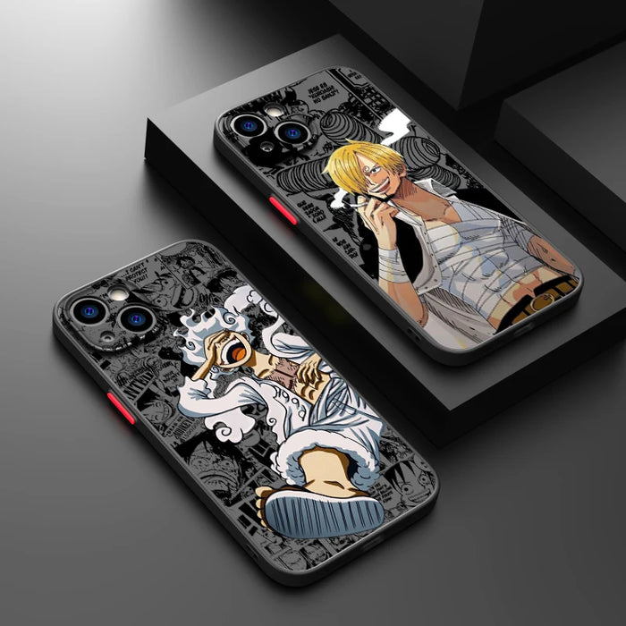 Anime One Piece Art Phone Case For iPhone 15 14 13 12 11 Pro Max mini XS Max XR X 8 Plus SE Frosted Translucent Cover