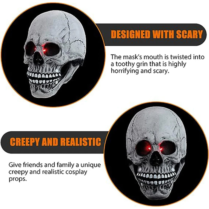 Halloween Skull Masks  LED Eyes Glowing Mouth Movable Horror Skull Head Mask Skull Full Head Bone Cover Haunted House Props