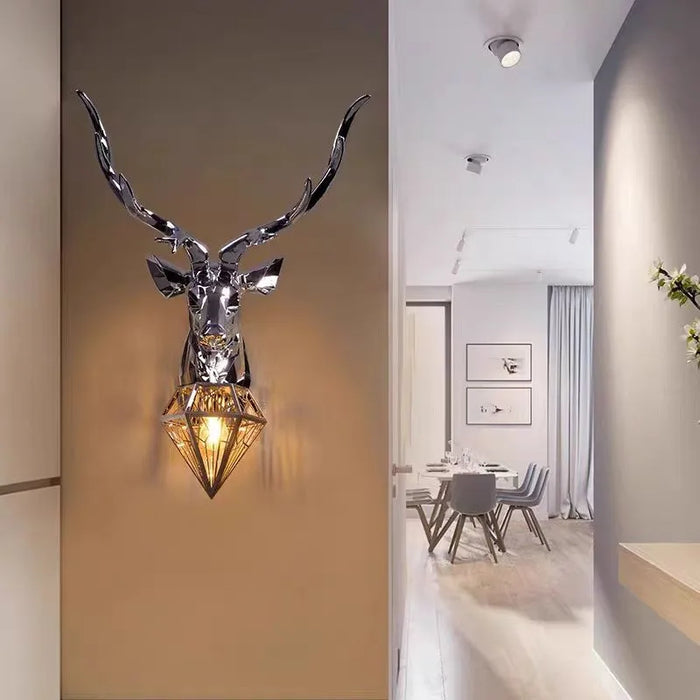 American Retro Fortune Antler Wall Lamp Gold Silver Gloss Bedroom Wall Lamp Room Decoration Furniture Lighting Bedside Wall Lamp