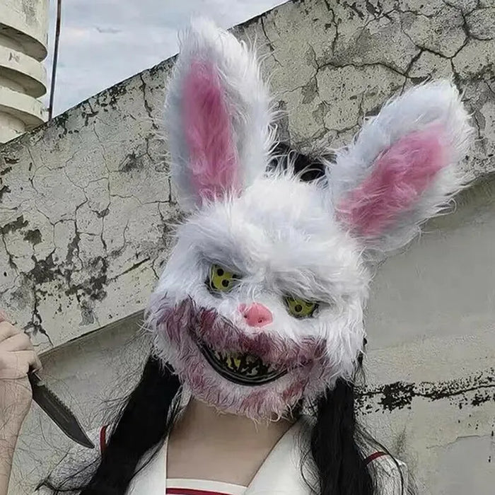 Halloween Led Bloody Plush Bunny Mask Ghost Festival Mask Realistic Bloody Bear Headgear Performance Prop Halloween Horror Mask